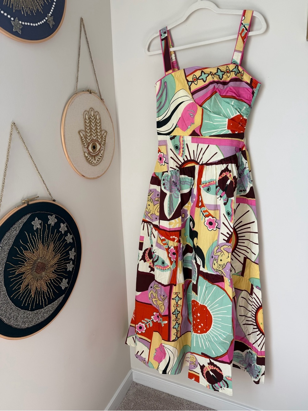 Ciebon colorful bohemian printed cotton midi dress